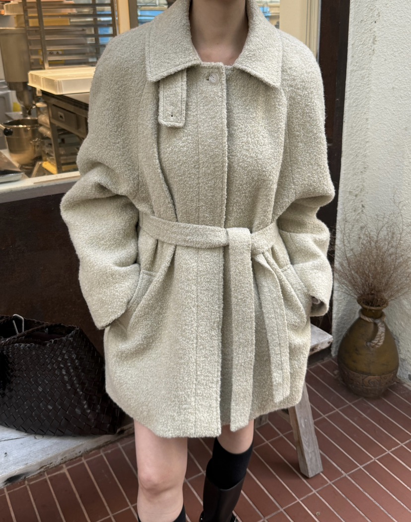 ADELINE東大門㊣直郵女裝新品推薦職業時尚25秋冬短款大衣含腰帶ADELINE短款大衣