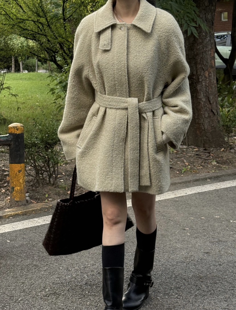 ADELINE東大門㊣直郵女裝新品推薦職業時尚25秋冬短款大衣含腰帶ADELINE短款大衣