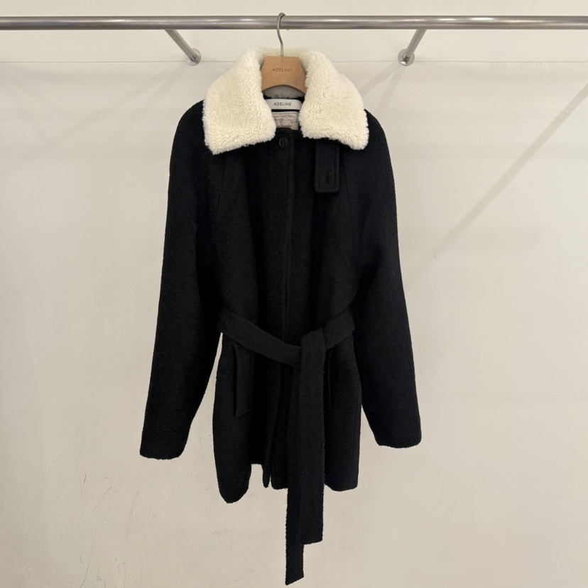 ADELINE東大門㊣直郵女裝新品推薦職業時尚25秋冬短款大衣含腰帶ADELINE短款大衣圖色2