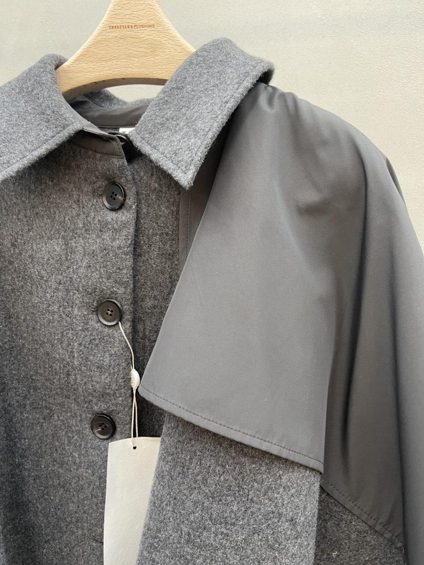 PLUS HONG-P東大門㊣實拍女裝新款推薦時尚短款大衣斗篷羊毛LORA FAMILY/PLUS HONG短款大衣