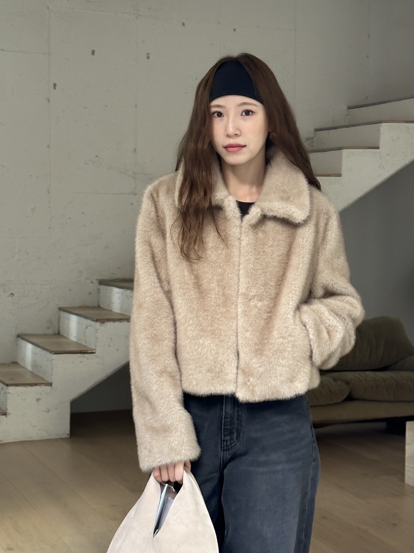JEONG GAM STUDIOS東大門㊣實拍女士新款人氣短款大衣貂皮JEONG GAM短款大衣
