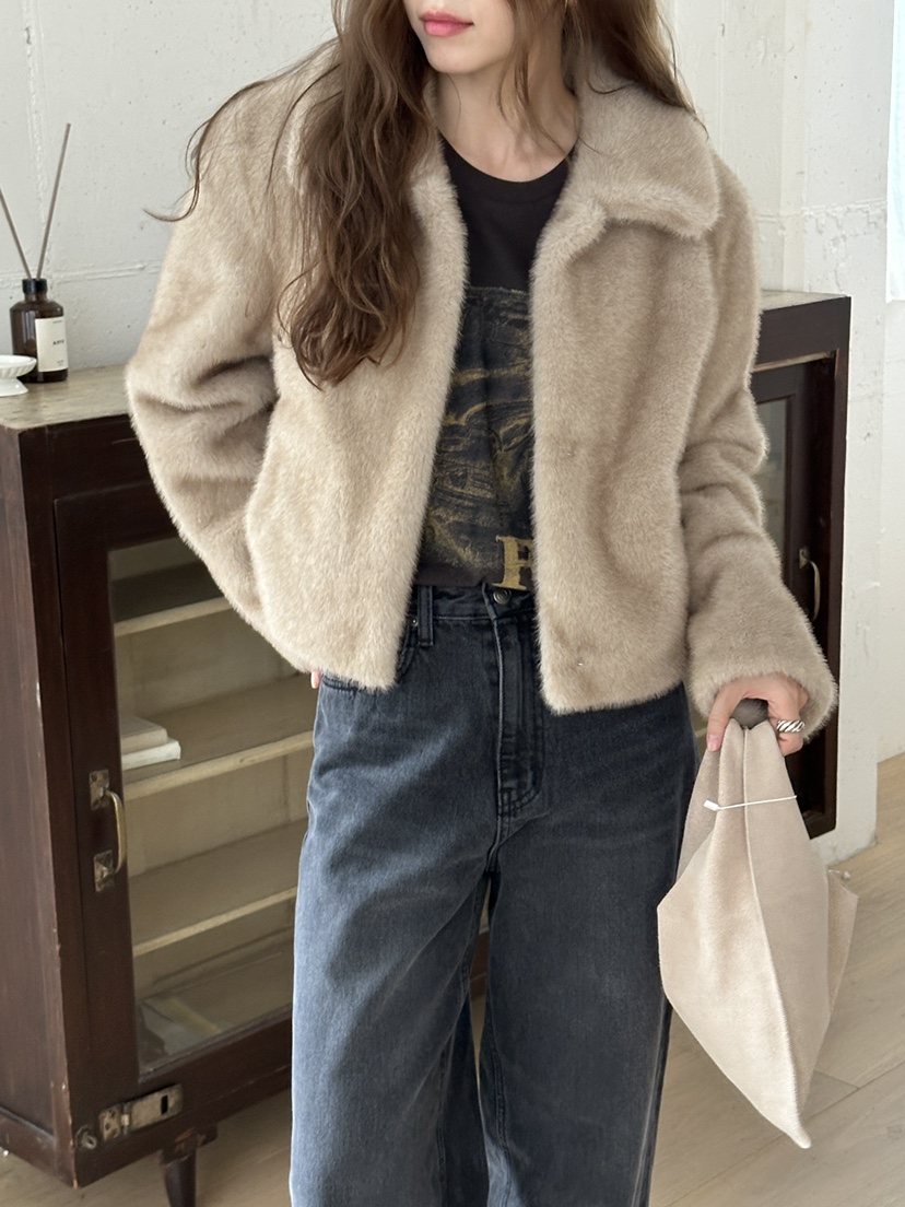 JEONG GAM STUDIOS東大門㊣實拍女士新款人氣短款大衣貂皮JEONG GAM短款大衣