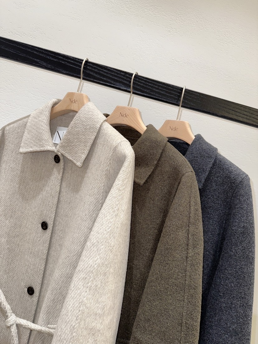 NDE東大門㊣直郵女裝新款人氣職業25秋冬推薦中長款大衣含腰繩NDE中長款大衣