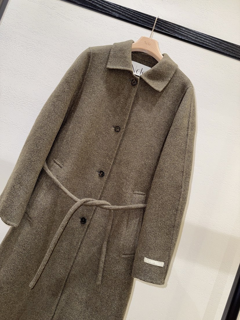 NDE東大門㊣直郵女裝新款人氣職業25秋冬推薦中長款大衣含腰繩NDE中長款大衣