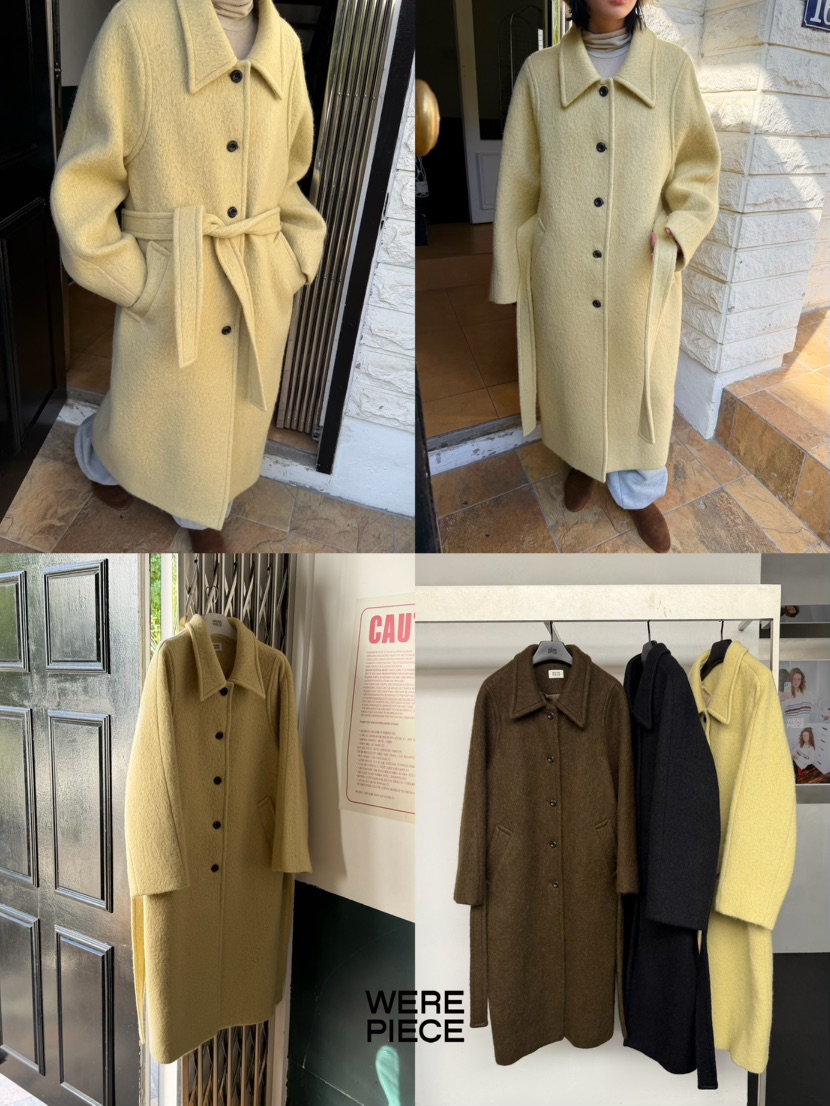 KARE/WEREPIECE東大門㊣實拍女裝新款25秋冬中長款大衣含腰帶羊駝長款KARE/WEREPIECE中長款大衣