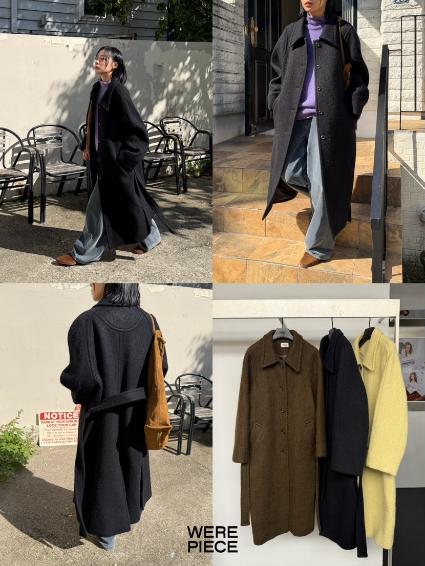KARE/WEREPIECE東大門㊣實拍女裝新款25秋冬中長款大衣含腰帶羊駝長款KARE/WEREPIECE中長款大衣