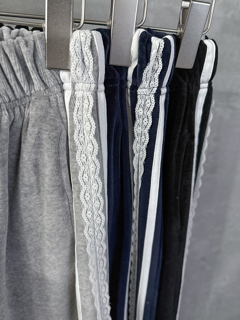 COME OPEN韓國代購㊣女士新品人氣25秋冬休閑褲天鵝絨蕾絲COMP-(COME OPEN)休閑褲