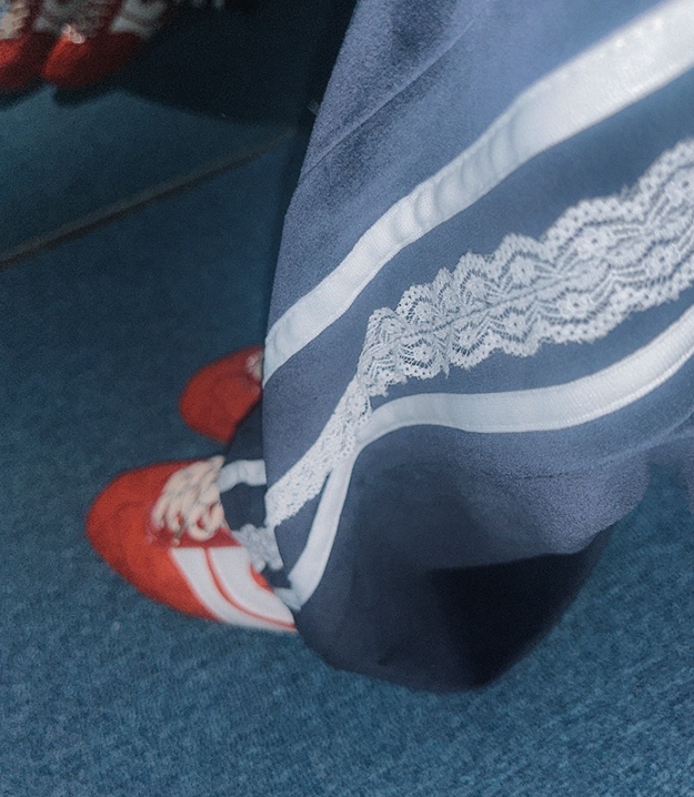 COME OPEN韓國代購㊣女士新品人氣25秋冬休閑褲天鵝絨蕾絲COMP-(COME OPEN)休閑褲