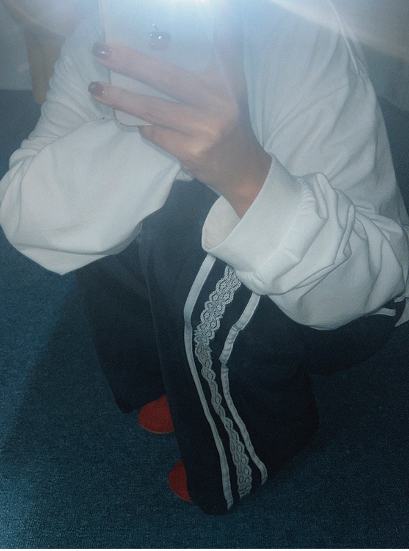 COME OPEN韓國代購㊣女士新品人氣25秋冬休閑褲天鵝絨蕾絲COMP-(COME OPEN)休閑褲