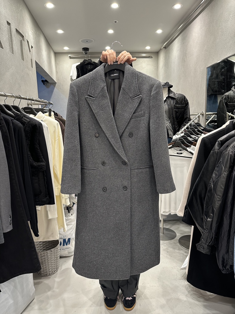 CELEBRITY-A東大門㊣實拍女士新款職業時尚休閑中長款大衣CELEBRITY-A中長款大衣圖色2