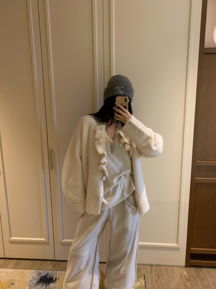 VIRKIN韓國代購㊣女士新款人氣真品推薦針織衫褶邊針織開衫VIRKIN針織衫