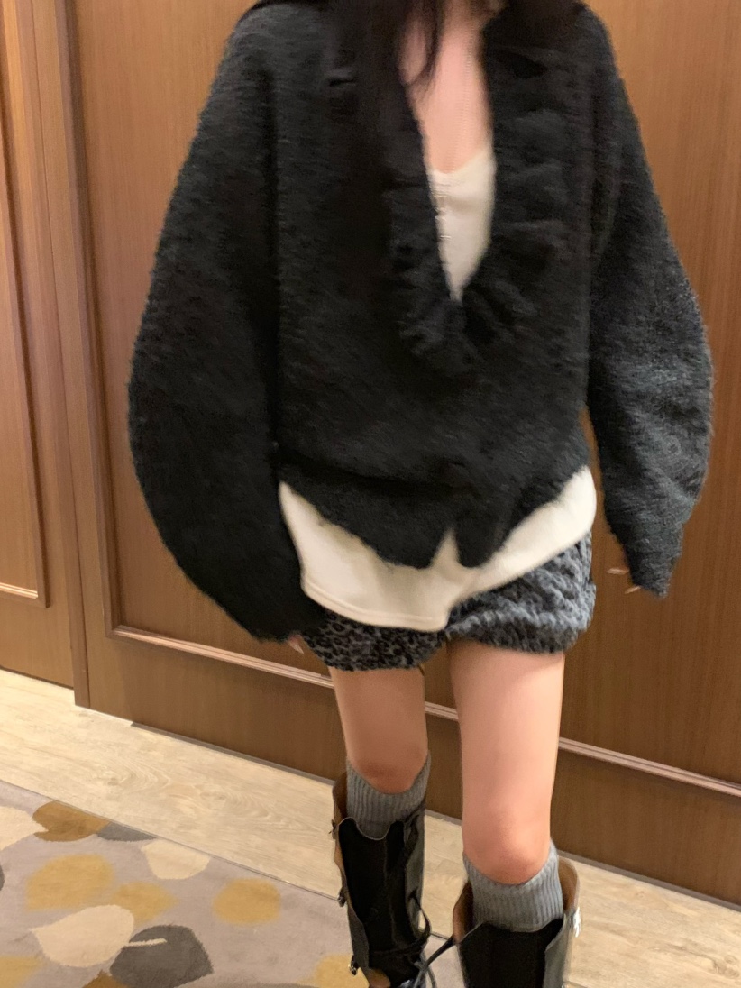 VIRKIN韓國代購㊣女士新款人氣真品推薦針織衫褶邊針織開衫VIRKIN針織衫