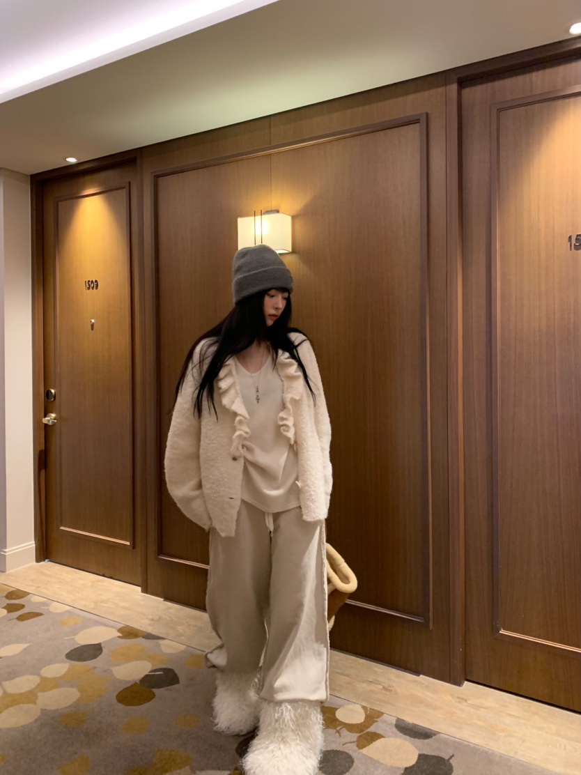 VIRKIN韓國代購㊣女士新款人氣真品推薦針織衫褶邊針織開衫VIRKIN針織衫