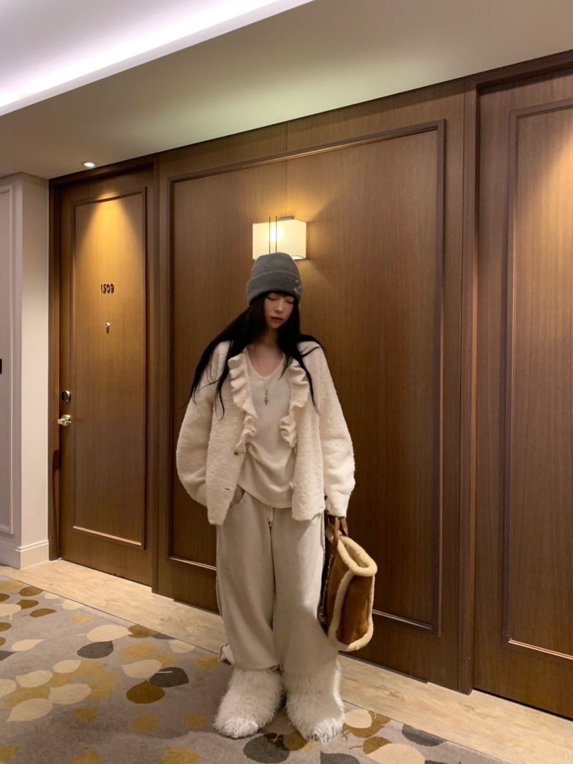 VIRKIN韓國代購㊣女士新款人氣真品推薦針織衫褶邊針織開衫VIRKIN針織衫