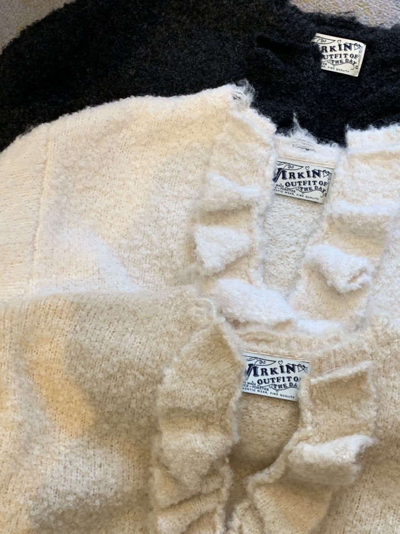 VIRKIN韓國代購㊣女士新款人氣真品推薦針織衫褶邊針織開衫VIRKIN針織衫