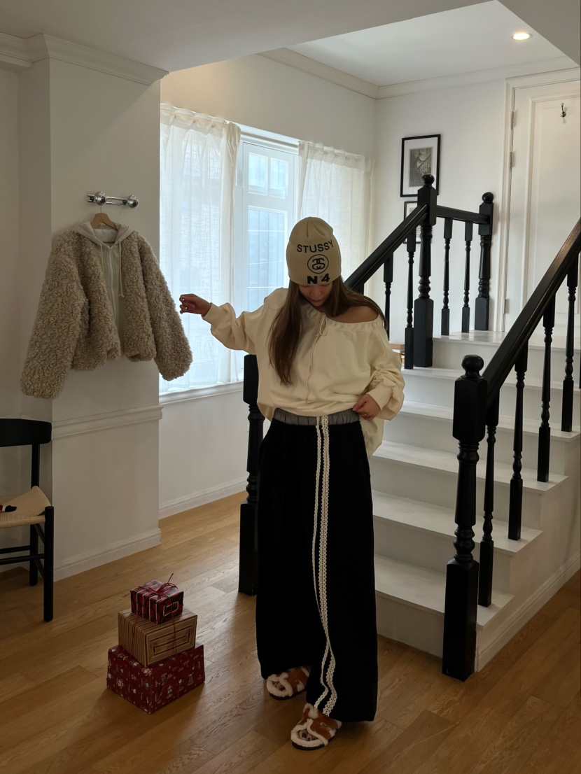 LOVE PULL韓國直郵㊣女士新款真品推薦職業休閑褲鉤針編織LOVE PULL休閑褲