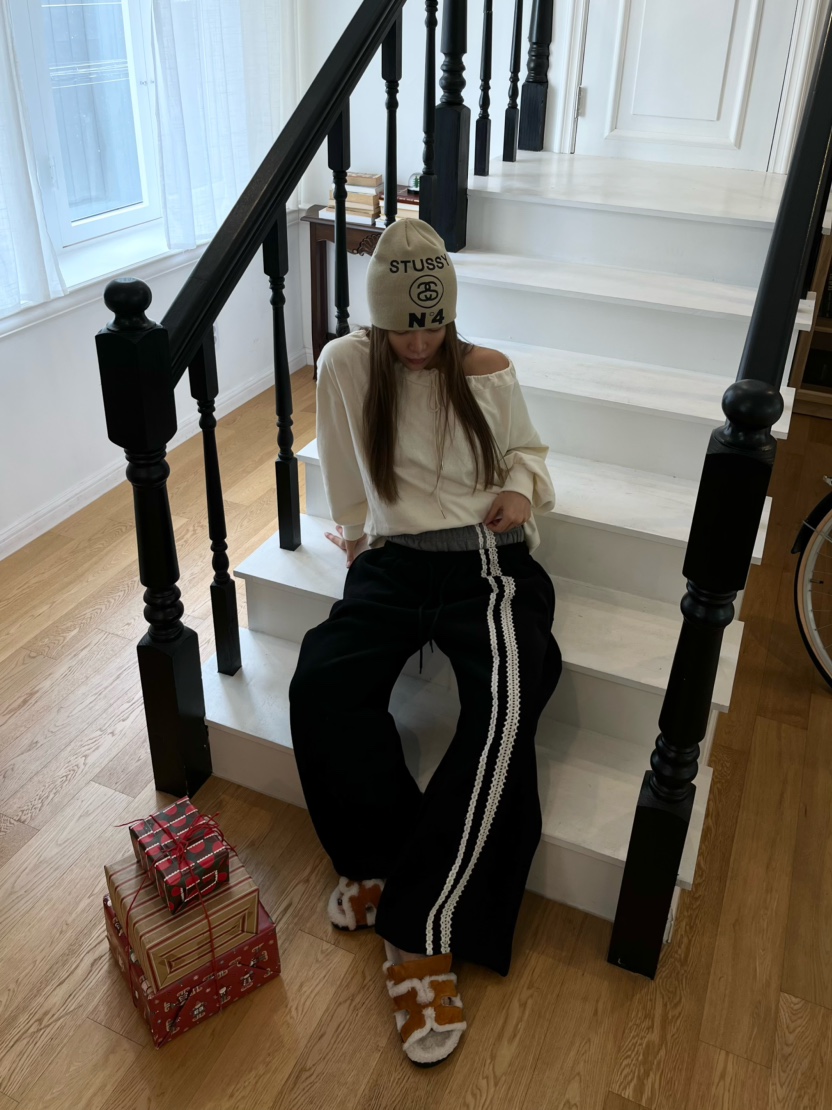 LOVE PULL韓國直郵㊣女士新款真品推薦職業休閑褲鉤針編織LOVE PULL休閑褲