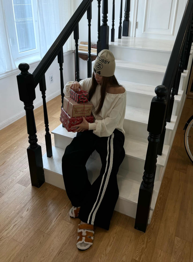 LOVE PULL韓國直郵㊣女士新款真品推薦職業休閑褲鉤針編織LOVE PULL休閑褲