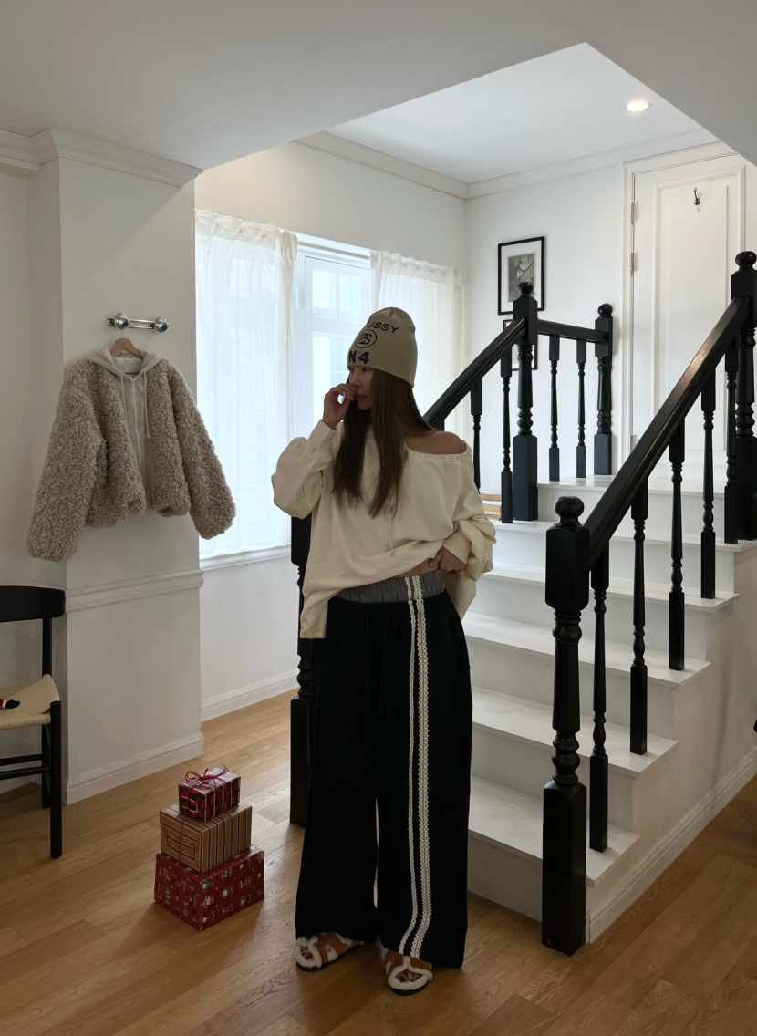 LOVE PULL韓國直郵㊣女士新款真品推薦職業休閑褲鉤針編織LOVE PULL休閑褲