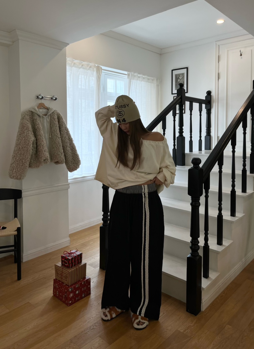 LOVE PULL韓國直郵㊣女士新款真品推薦職業休閑褲鉤針編織LOVE PULL休閑褲