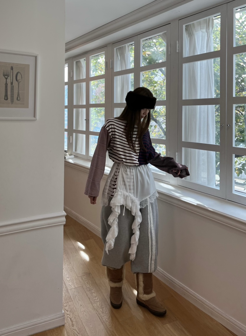 LOVE PULL韓國直郵㊣女士新款真品推薦職業休閑褲鉤針編織LOVE PULL休閑褲