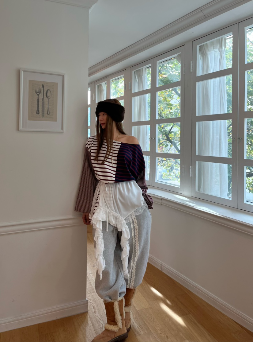 LOVE PULL韓國直郵㊣女士新款真品推薦職業休閑褲鉤針編織LOVE PULL休閑褲