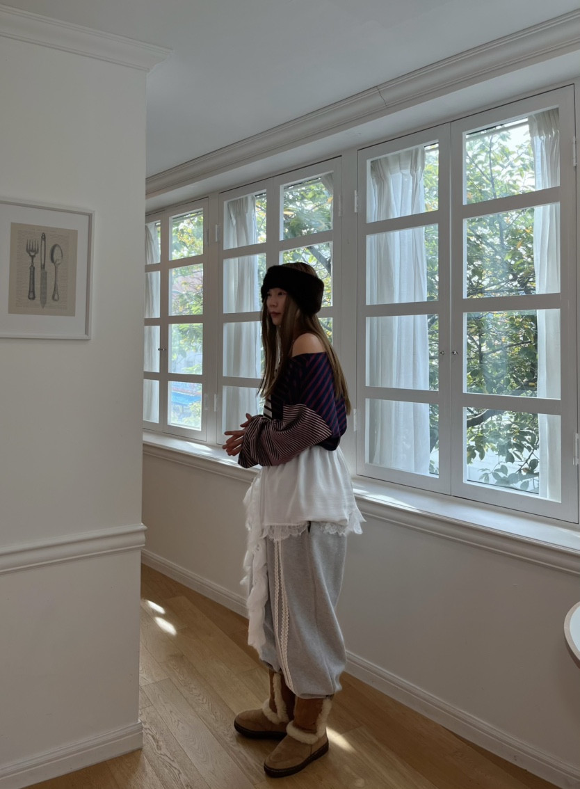 LOVE PULL韓國直郵㊣女士新款真品推薦職業休閑褲鉤針編織LOVE PULL休閑褲