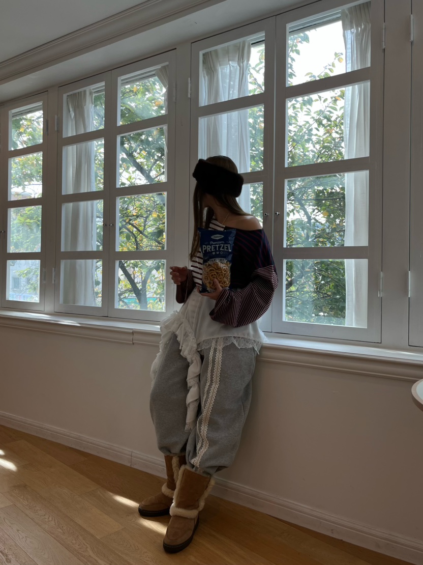 LOVE PULL韓國直郵㊣女士新款真品推薦職業休閑褲鉤針編織LOVE PULL休閑褲