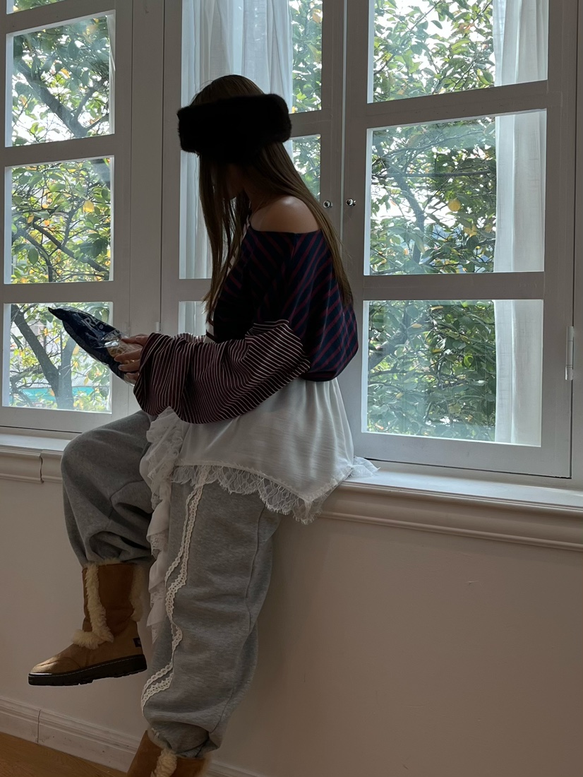 LOVE PULL韓國直郵㊣女士新款真品推薦職業休閑褲鉤針編織LOVE PULL休閑褲