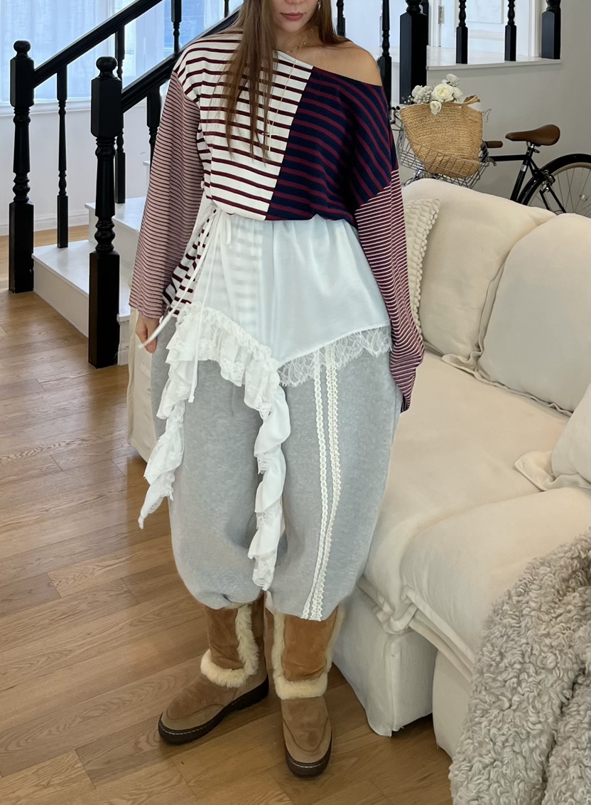 LOVE PULL韓國直郵㊣女士新款真品推薦職業休閑褲鉤針編織LOVE PULL休閑褲