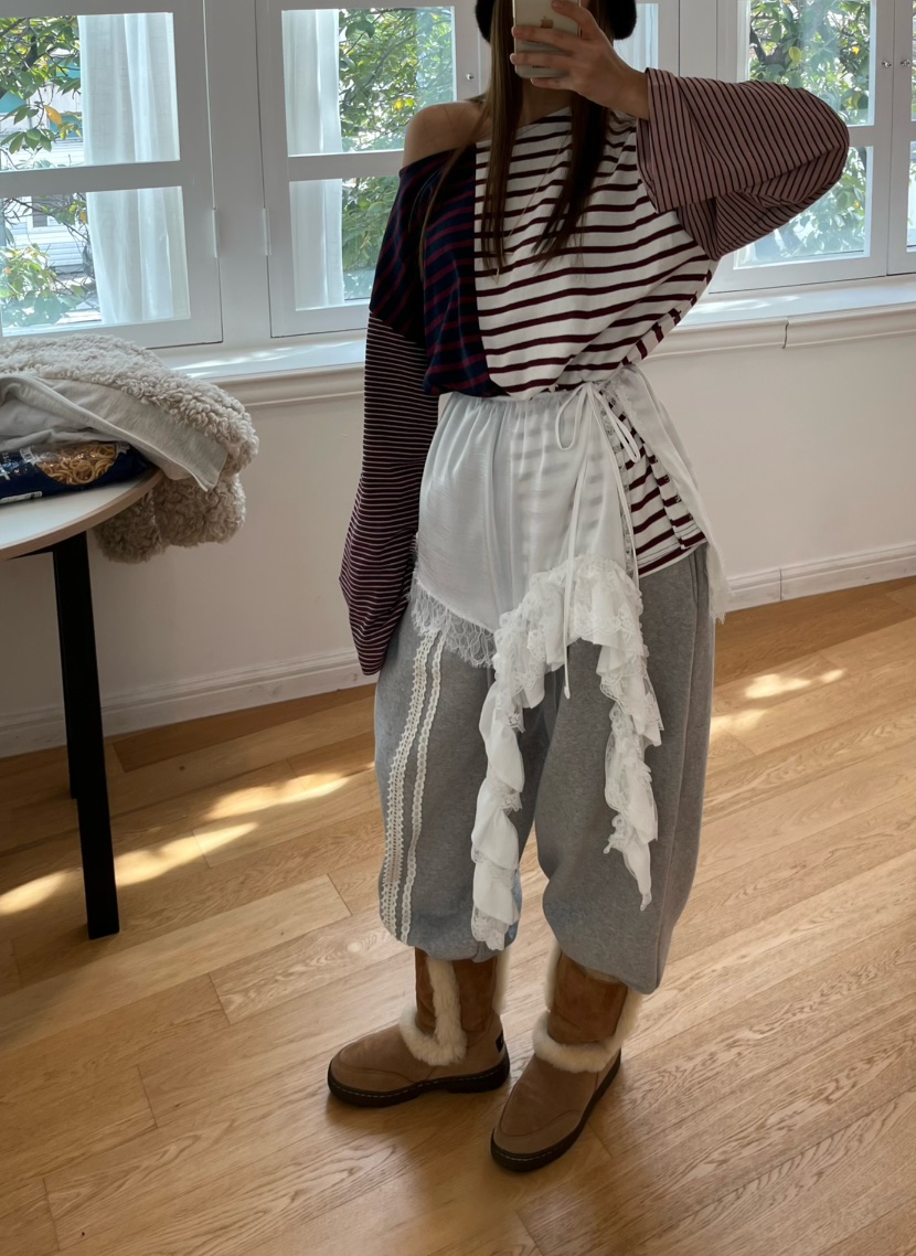 LOVE PULL韓國直郵㊣女士新款真品推薦職業休閑褲鉤針編織LOVE PULL休閑褲