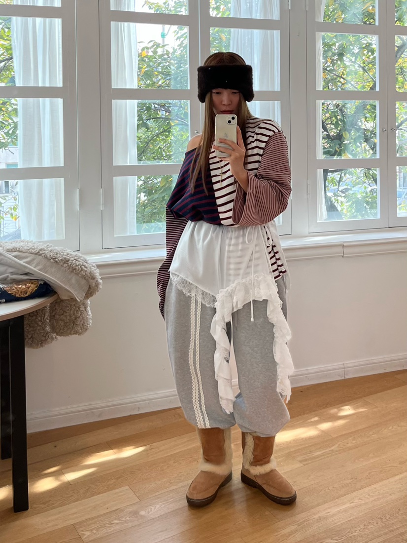 LOVE PULL韓國直郵㊣女士新款真品推薦職業休閑褲鉤針編織LOVE PULL休閑褲