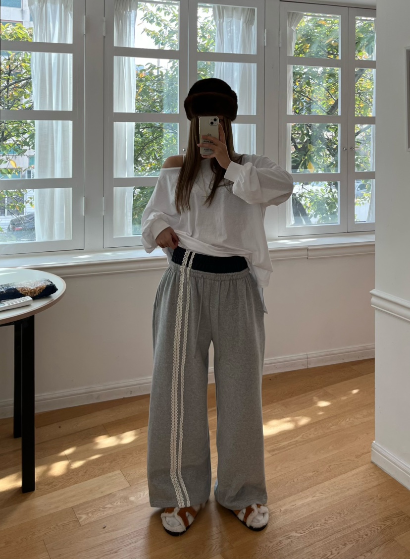 LOVE PULL韓國直郵㊣女士新款真品推薦職業休閑褲鉤針編織LOVE PULL休閑褲