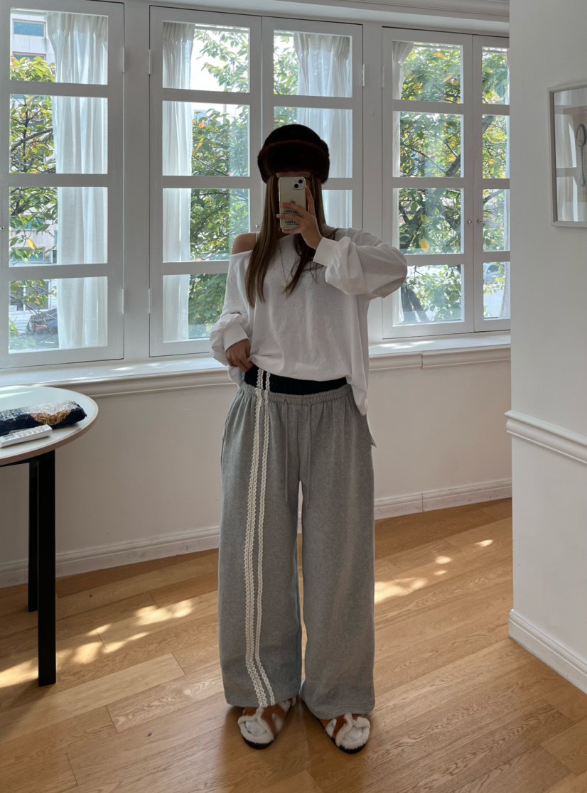 LOVE PULL韓國直郵㊣女士新款真品推薦職業休閑褲鉤針編織LOVE PULL休閑褲