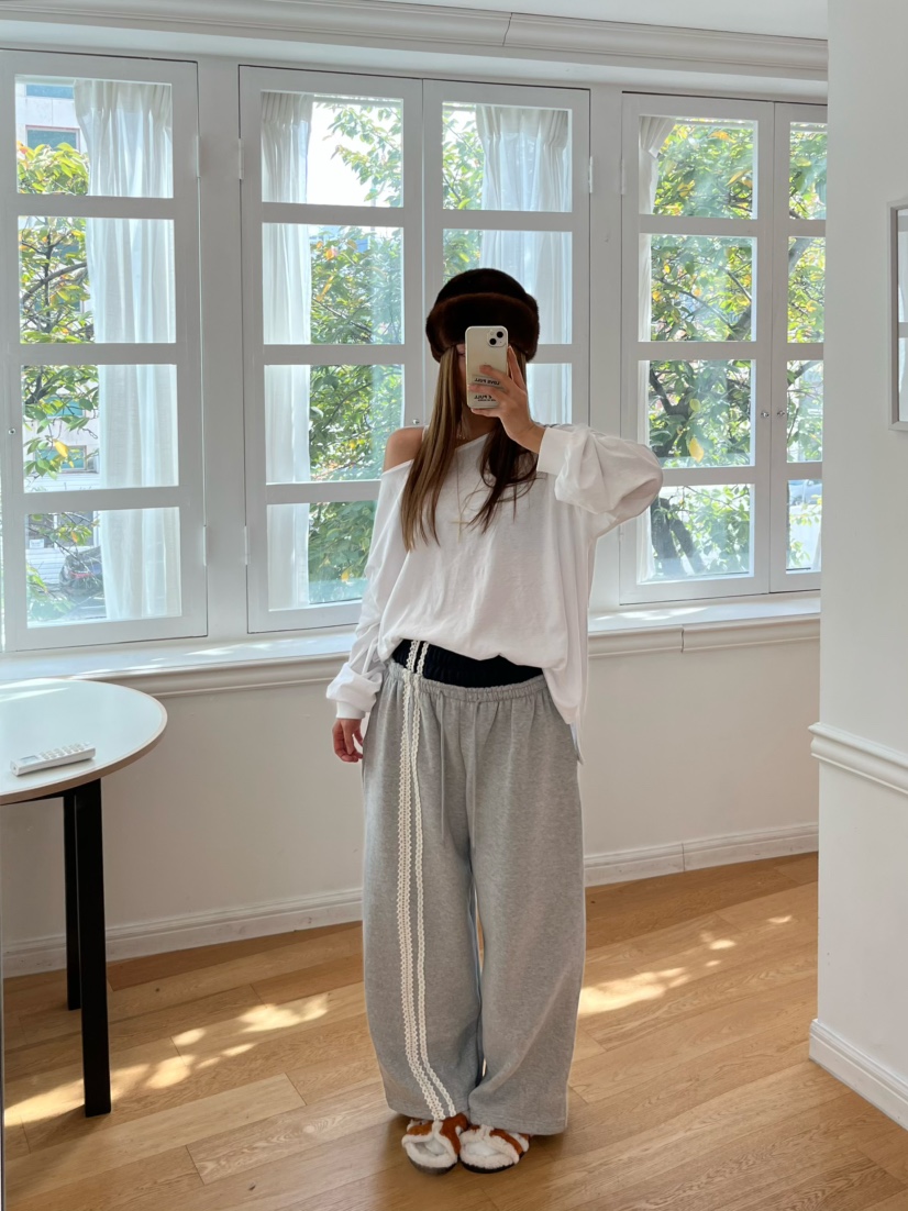 LOVE PULL韓國直郵㊣女士新款真品推薦職業休閑褲鉤針編織LOVE PULL休閑褲