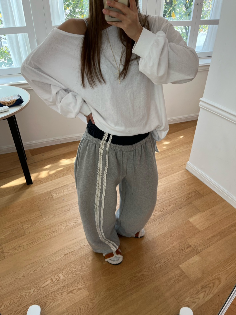 LOVE PULL韓國直郵㊣女士新款真品推薦職業休閑褲鉤針編織LOVE PULL休閑褲