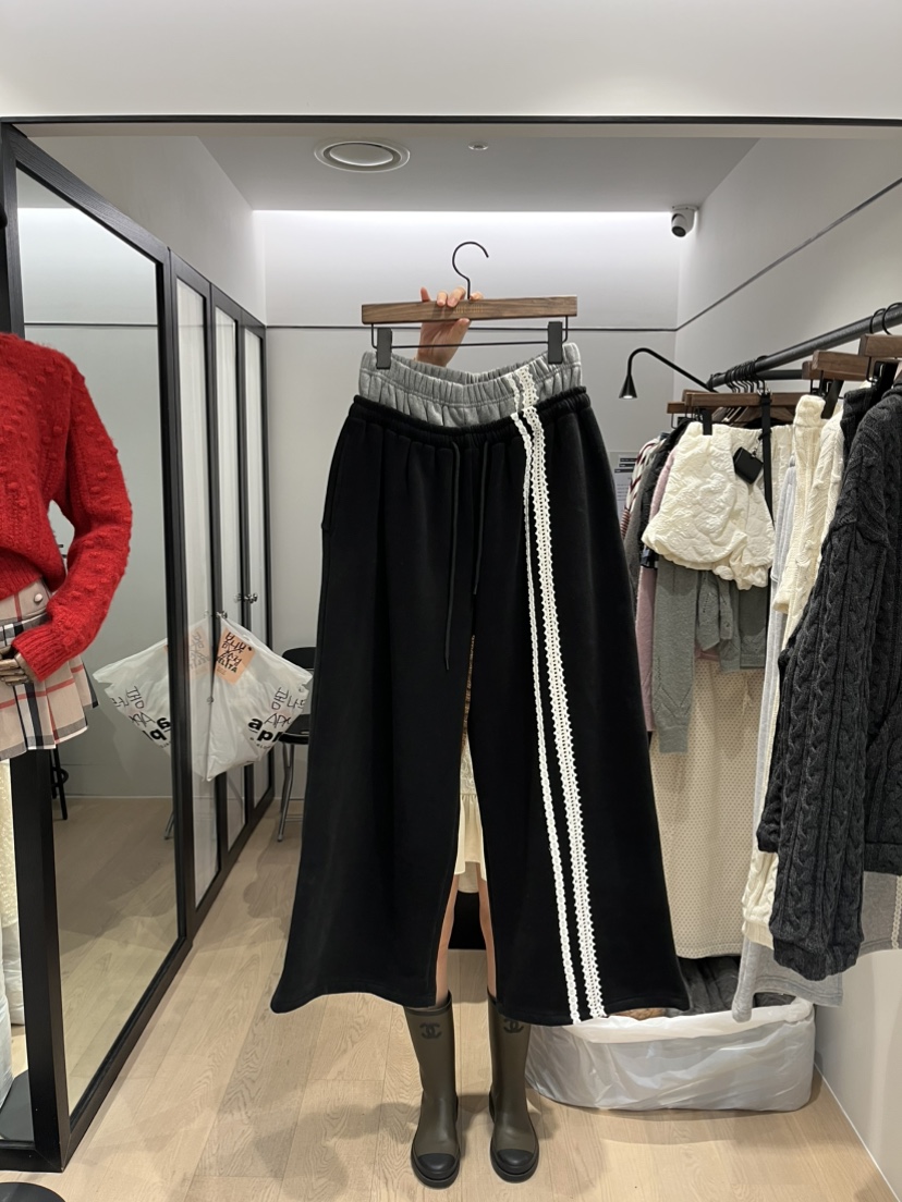 LOVE PULL韓國直郵㊣女士新款真品推薦職業休閑褲鉤針編織LOVE PULL休閑褲圖色2