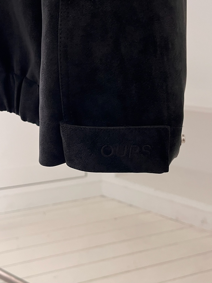 OURS東大門㊣代購女裝新款熱賣休閑推薦皮衣絨面革連帽衫水洗OURS皮衣