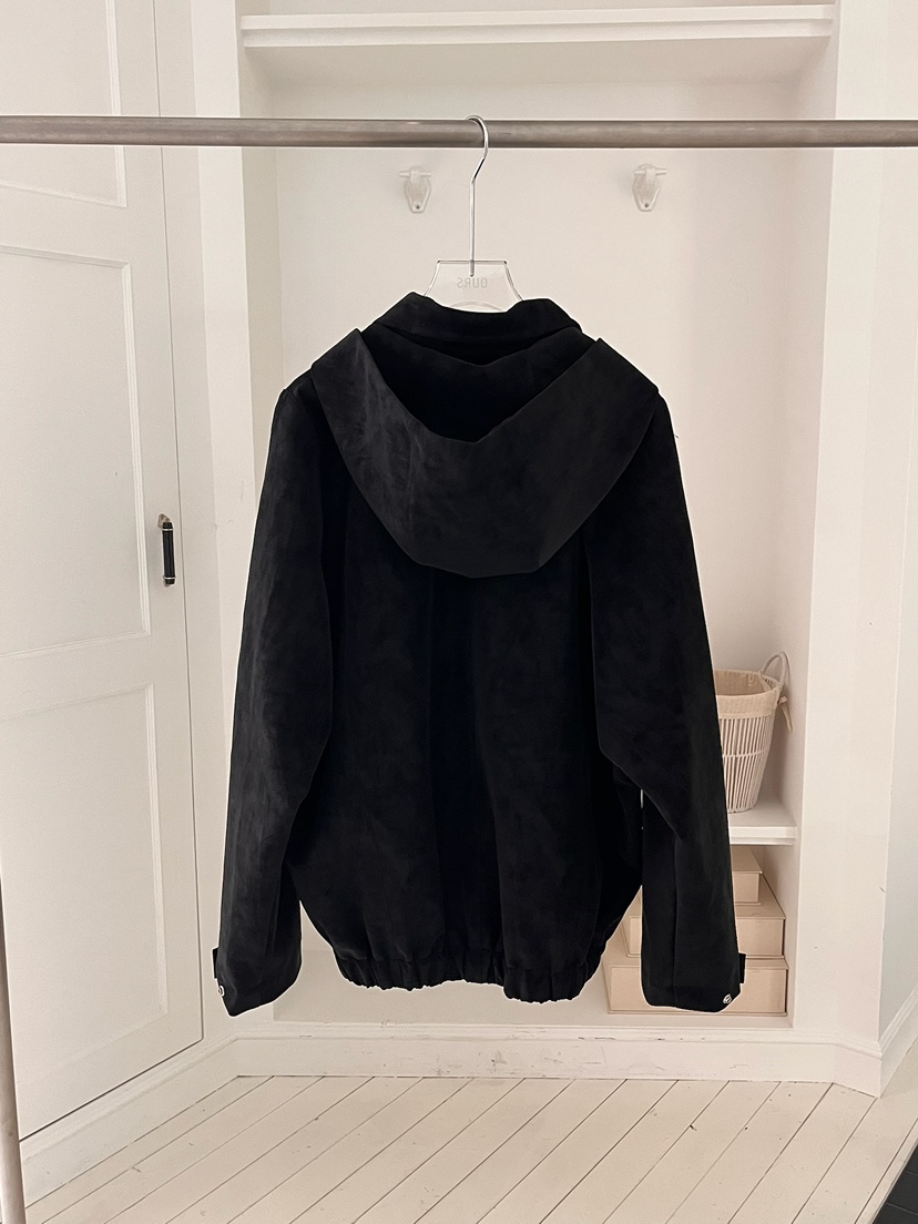 OURS東大門㊣代購女裝新款熱賣休閑推薦皮衣絨面革連帽衫水洗OURS皮衣