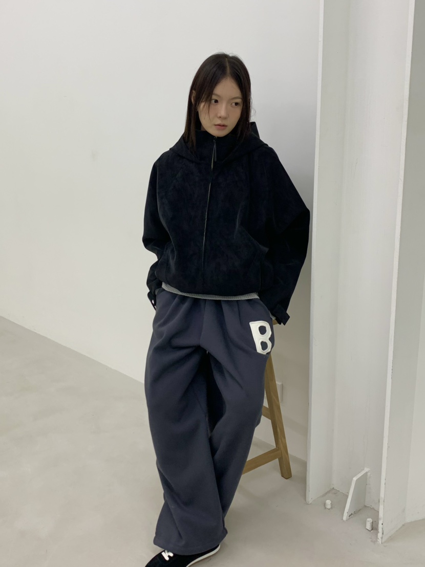 OURS東大門㊣代購女裝新款熱賣休閑推薦皮衣絨面革連帽衫水洗OURS皮衣