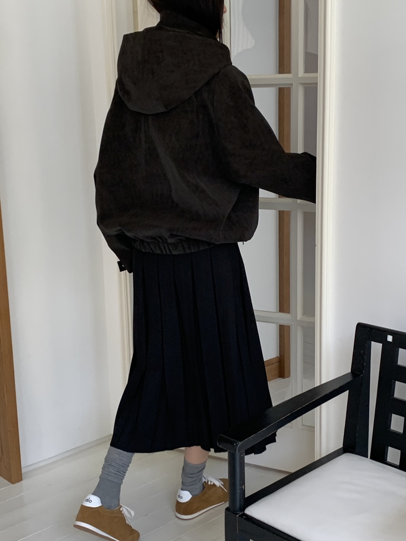 OURS東大門㊣代購女裝新款熱賣休閑推薦皮衣絨面革連帽衫水洗OURS皮衣