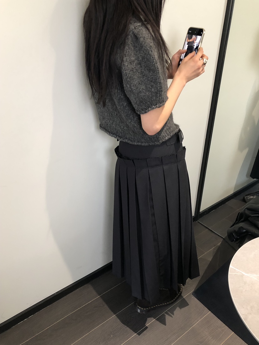 OURS東大門㊣直郵女裝新款熱賣25秋冬半身裙中短裙腰帶褶皺OURS半身裙/中短裙