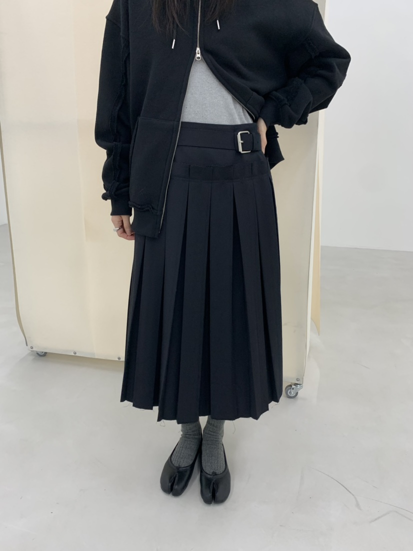 OURS東大門㊣直郵女裝新款熱賣25秋冬半身裙中短裙腰帶褶皺OURS半身裙/中短裙