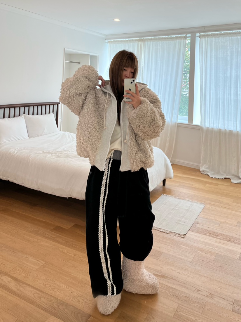 LOVE PULL東大門㊣直郵女裝新款推薦人氣職業夾克羊毛兜帽LOVE PULL夾克