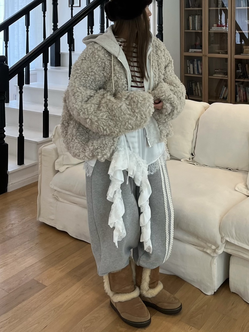 LOVE PULL東大門㊣直郵女裝新款推薦人氣職業夾克羊毛兜帽LOVE PULL夾克