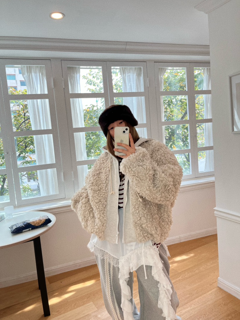 LOVE PULL東大門㊣直郵女裝新款推薦人氣職業夾克羊毛兜帽LOVE PULL夾克