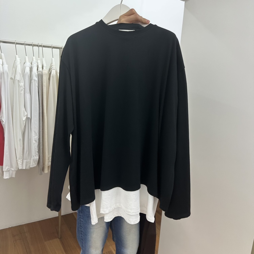 MYNAMEIS東大門㊣代購女士新款人氣25秋冬職業時尚推薦長袖T恤MYNAMEIS長袖T恤圖色2黑色