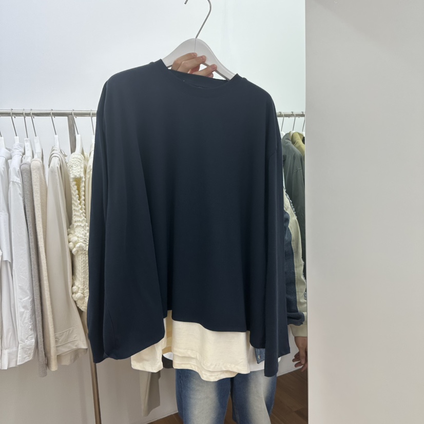 MYNAMEIS東大門㊣代購女士新款人氣25秋冬職業時尚推薦長袖T恤MYNAMEIS長袖T恤圖色3深藍色