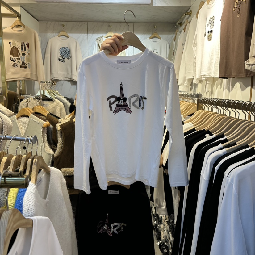 COCO HOLIC東大門㊣直郵女裝新款時尚25秋冬推薦人氣長袖T恤COCO HOLIC長袖T恤圖色1