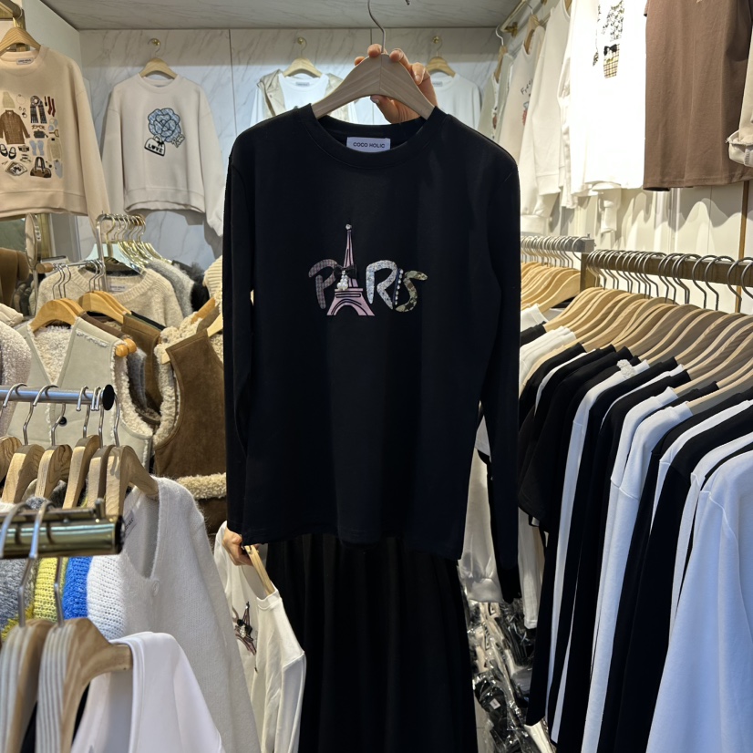 COCO HOLIC東大門㊣直郵女裝新款時尚25秋冬推薦人氣長袖T恤COCO HOLIC長袖T恤圖色2